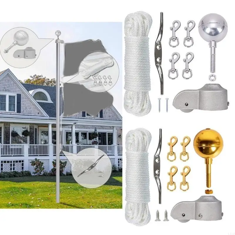 L43A Heavy Duty Flagpole Accessories Set With Locking Nut And 3 Screws For Secure Installation