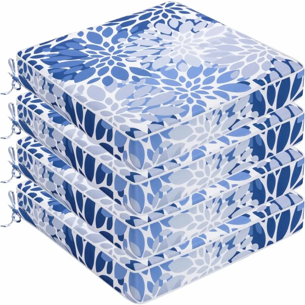 

Outdoor Chair Cushions 19 x 19 Inch Set o 4 Water Resistant Seat Cushions with Ties, Outdoor Cushions or Patio urniture with 3-Y