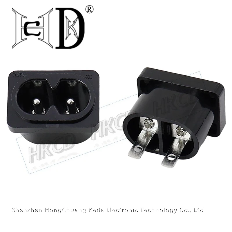 2PCS IEC 320 C8 Power Inlet Socket, AC 250V 2.5A 2-Pin Male Connector, Panel Mount for Power Adapters and Electronic Devices