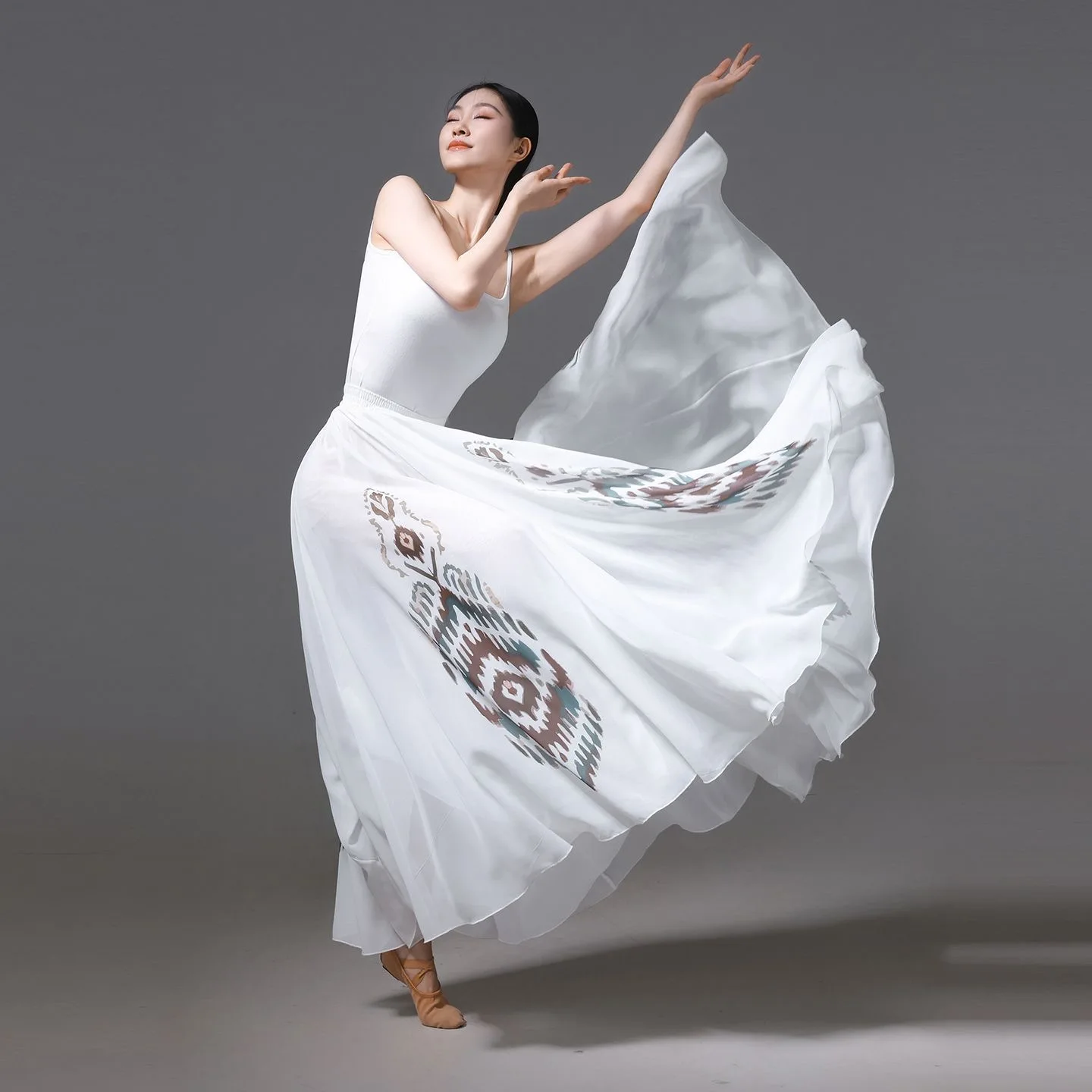 Damskie spódnice do flamenco Edrice, 720 szyfon, klasyczne, etniczne, charakterystyczne wzory, spódnice do występów, duże rozmiary.