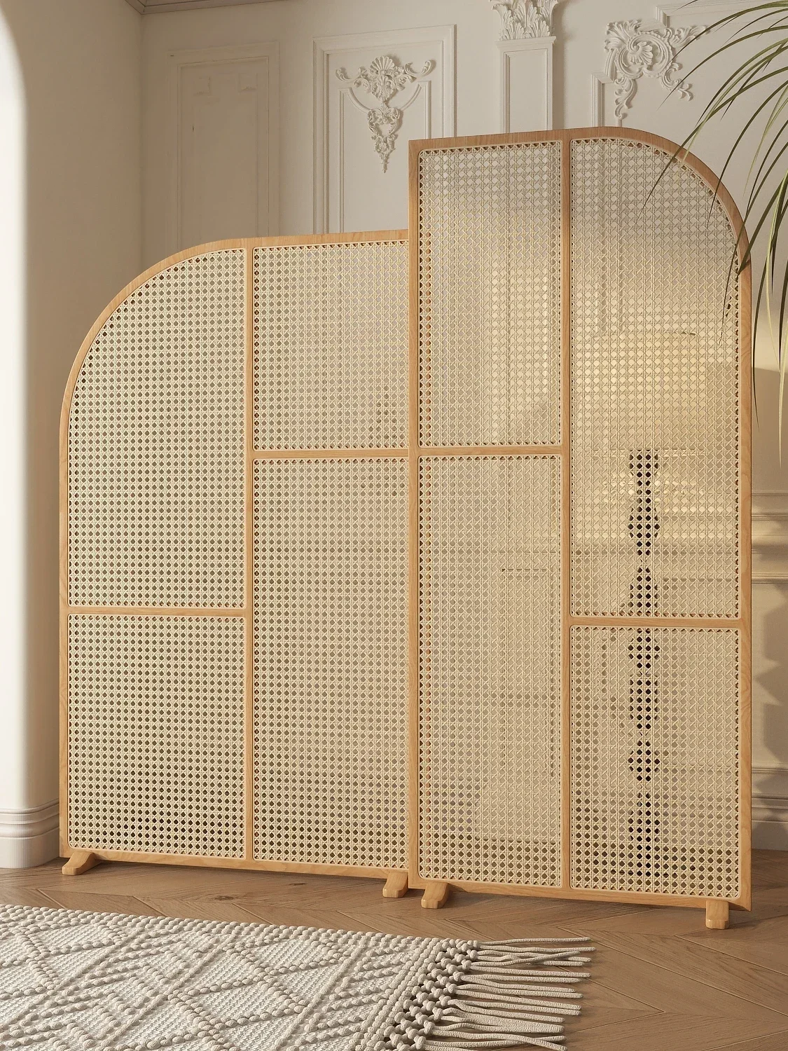 Japanese rattan screen partition living room mobile entrance entrance solid wood baffle modern simple bedroom B & B