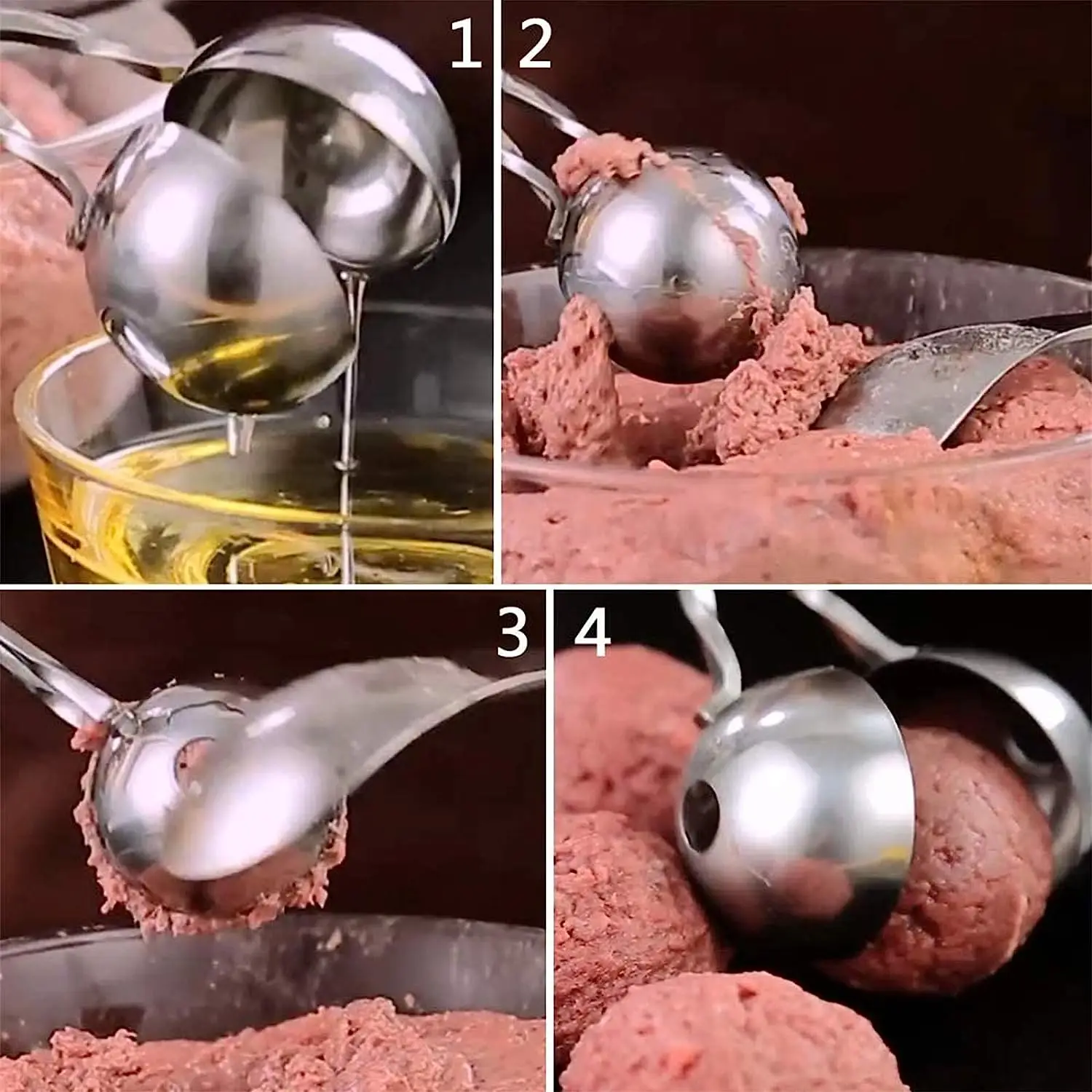 Stainless Steel Meatball Clips Meatballs Maker Tool Non Stick Stuffed Meat Balls Fish Ball Rice Ball Making Mold Kitchen Gadgets