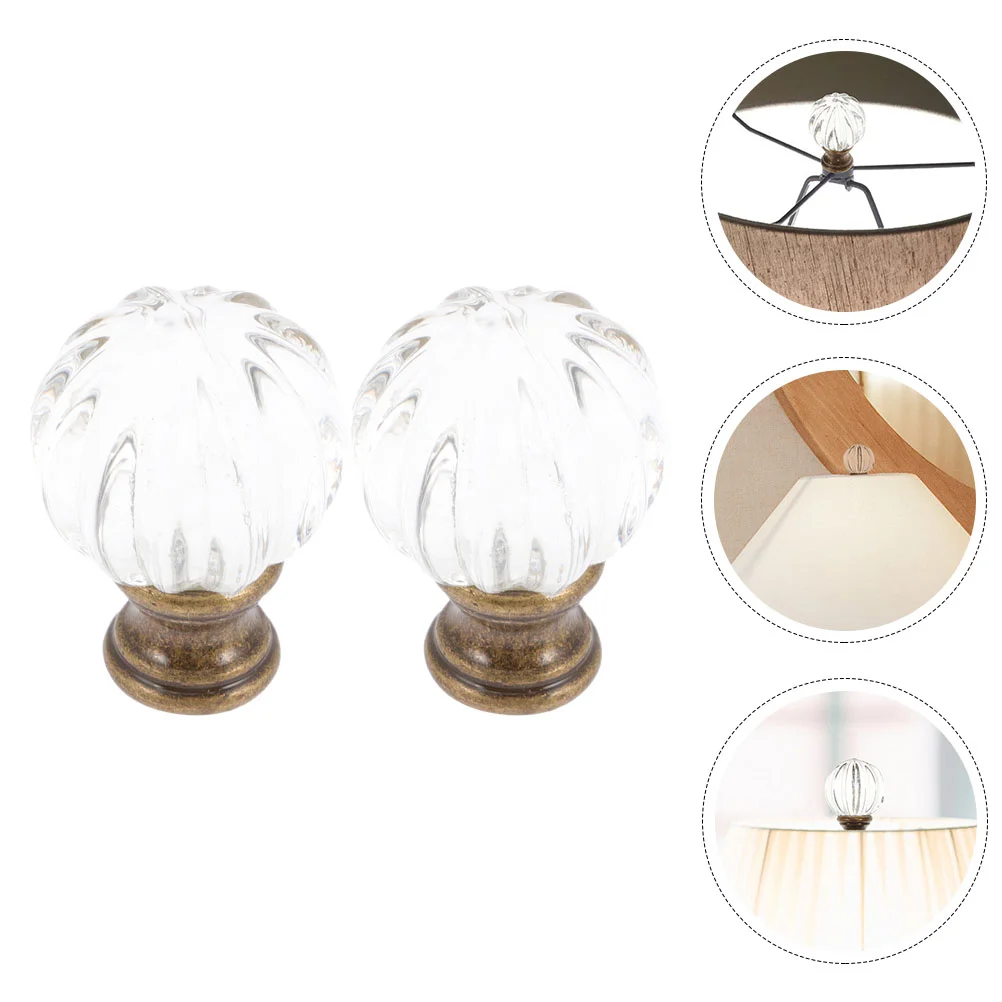 

2 Pcs Shade Knob Table Lamp Decor Elegant Finials Lampshade Ceiling Modern Decorative Copper for Decorations Accessories