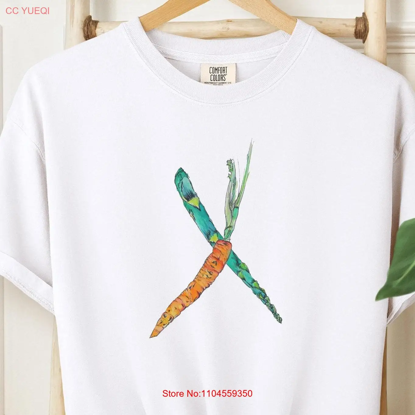 Carrot and Asparagus T shirt Veggie for Foodie Vegan Vegetarian Botanical Art long or short sleeves