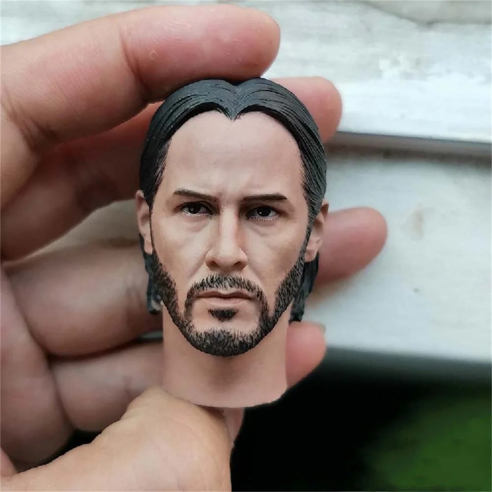 1/6 John Wick Killer God 2.0 Keanu Reeves Head Sculpture Carving Male Soldier Battle Damage /Normal Ver Fit 12'' Action Figure