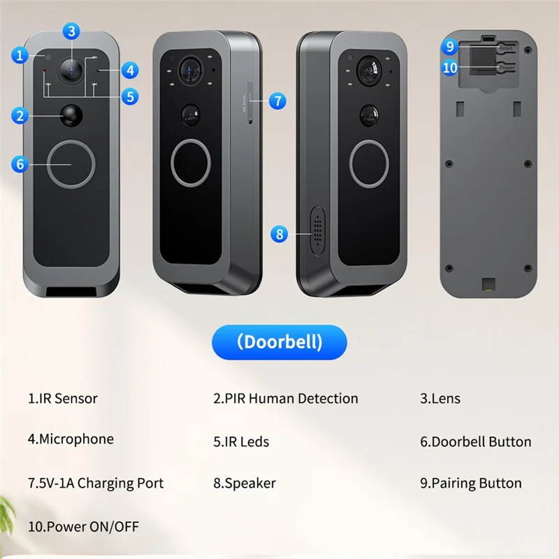 

AT29-Smart Home Security Wireless Intercom Doorbell Video Door Viewer Waterproof IR Night Vision Door Camera No Need Network