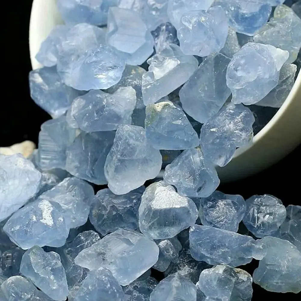 Raw Blue Celestite Chip Rocks Natural Crystal Quartz Healing Reiki Rough Stone Aquarium Decor Mineral Specimen