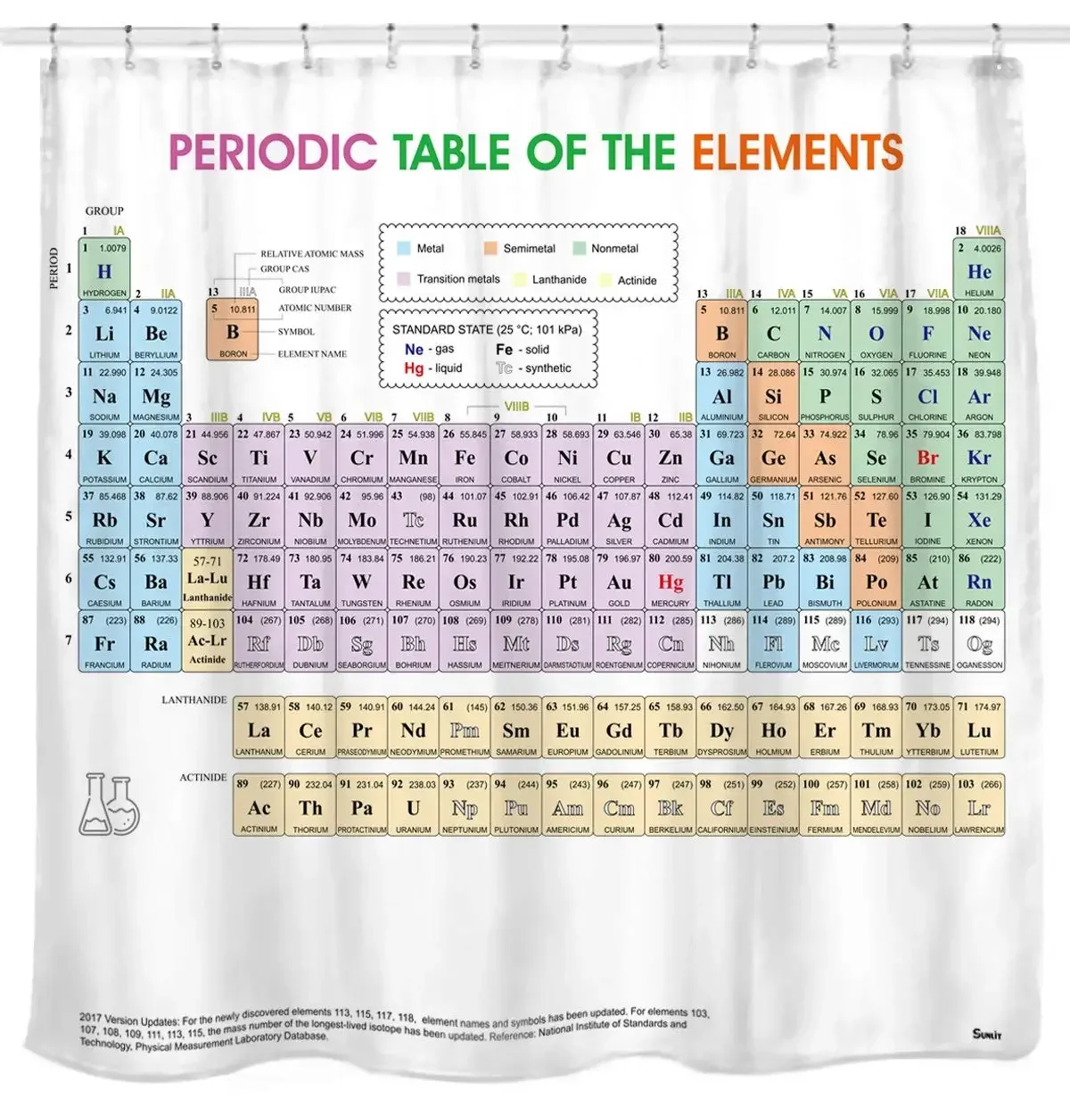 Periodic Table Shower Curtain Fabric Waterproof Polyester for Bathroom Accessories Home Decor Bathtub Curtain with 12pcs Hooks