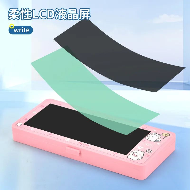 LCD Screen Pencil Case Handwriting 2-in-1 Stationery Box Erasable Drawing Board Cute Pen Bag School Office