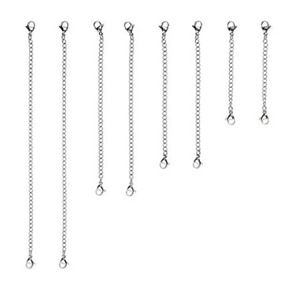 

4 PCS Stainless Steel Chain Set The Necklace Extension Extender Bracelet Lobster Clasp with at Both Ends Miss
