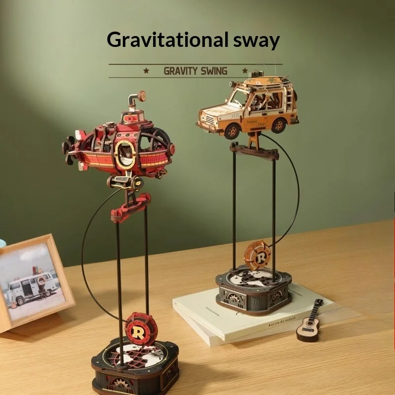 Gravity Swinging Boy Gift DIY Handmade Christmas Present Building Block Toy Puzzle Wooden Ornament