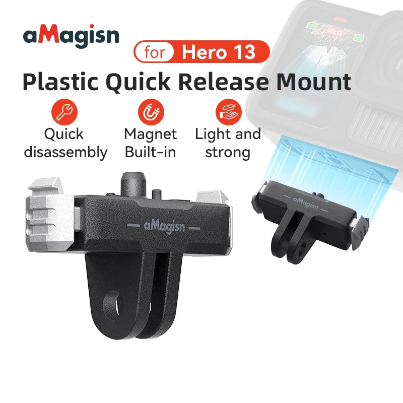 Support magnétique en plastique à dégagement rapide pour GoPro, support rapide pour appareil photo stable, adapté pour Go Pro 13, cyclisme, sport, accessoire vestimentaire