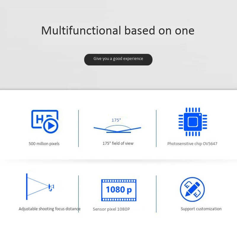 Modul kamera definisi tinggi, 5 juta piksel 32X32 Mm 175 derajat lensa besar kamera cocok untuk Raspberry Pi
