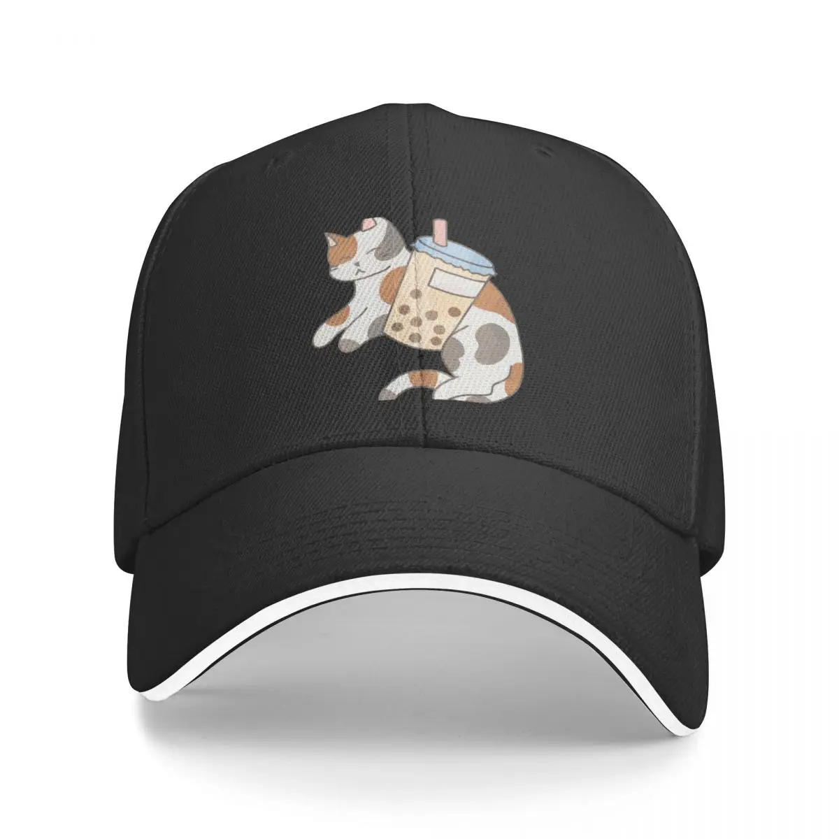 Calico Cat with Bubble Tea Baseball Cap western Hat beach hat cute Ladies Men's