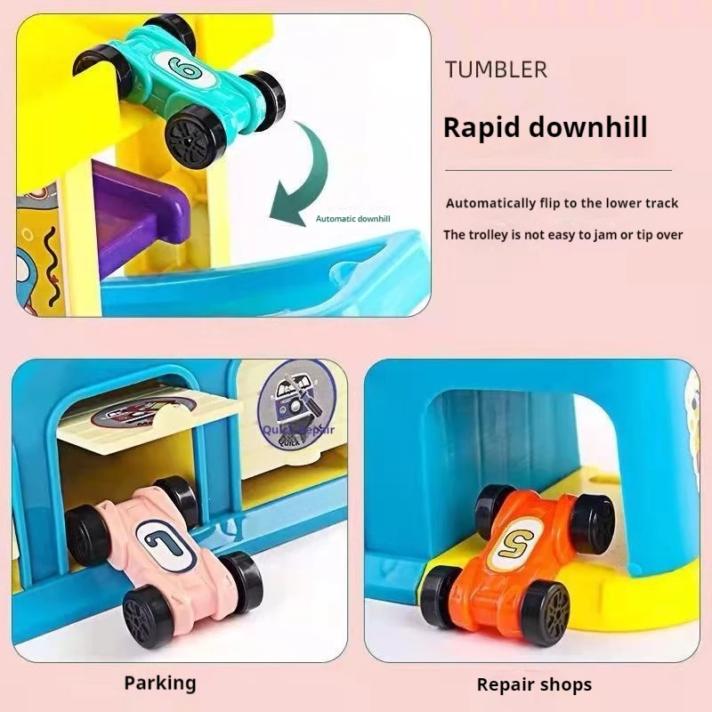 Kinder Spielzeugauto Junge Mädchen Gleitschiene Kleiner Parkplatz Pull-Back Trägheit Auto Übung Hands-On Fähigkeit mit Puzzle Spielzeug