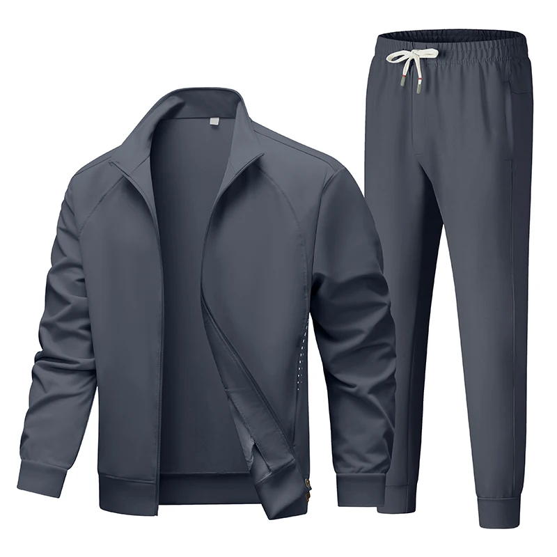 

Spring Solid Tracksuit Men Sets Casual Joggers Zip Up Sportswear Jackets + Pants 2 Piece Men's Sets Hip Hop Running Sports Suit