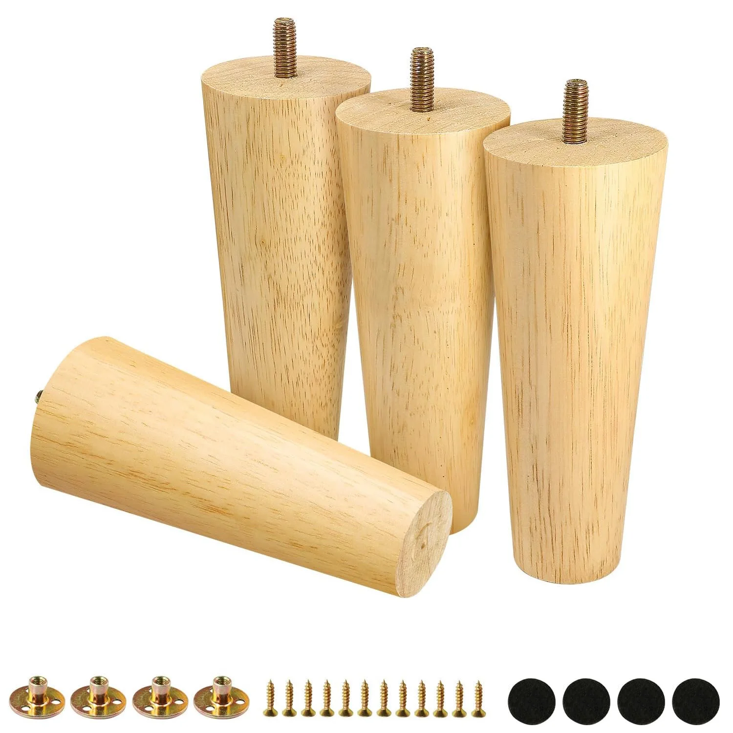 

7.87inch/20cm Log color Wood Furniture Legs 4 pcs packs, Wooden Sofa Leg, Mid-Century Modern Replacement Feet for Couch Dresser