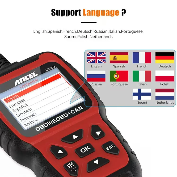 All OBDII functions Multi-languages Car Engine Analyzer Fault Diagnostic Repair Tool Code Reader Data Stream Error Code Clearing