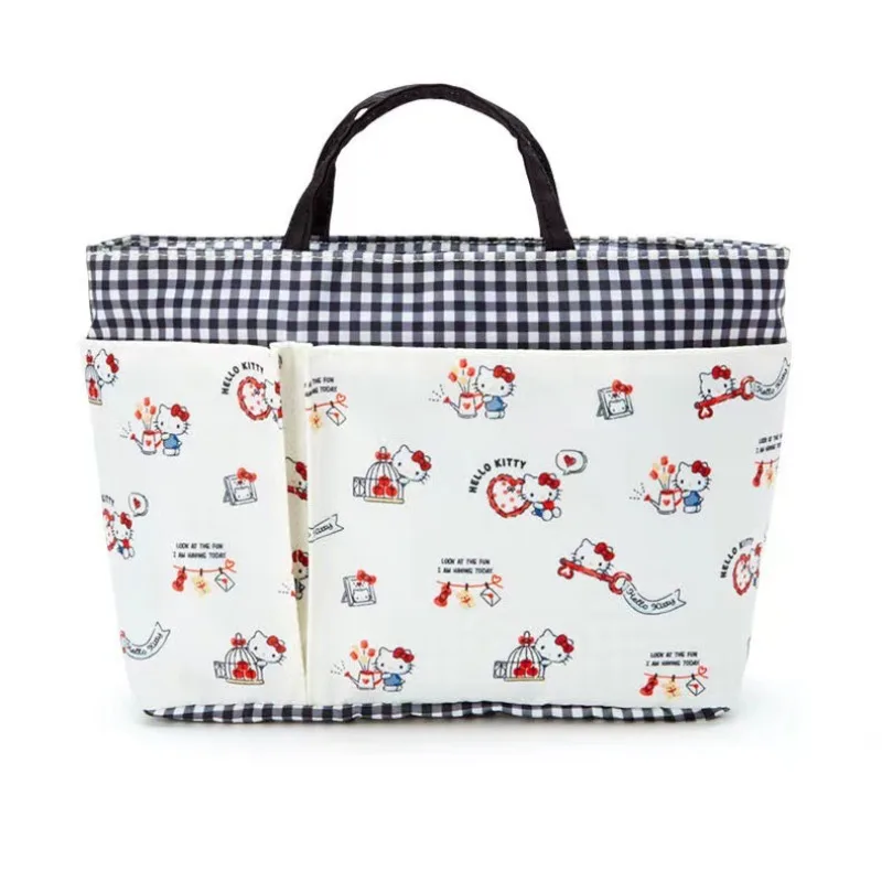 

Hello Kitty Kawaii Handbag Cartoon Girl Heart Large Capacity Canvas Handbag Desktop Storage Bag Wholesale Cute Women Accessories