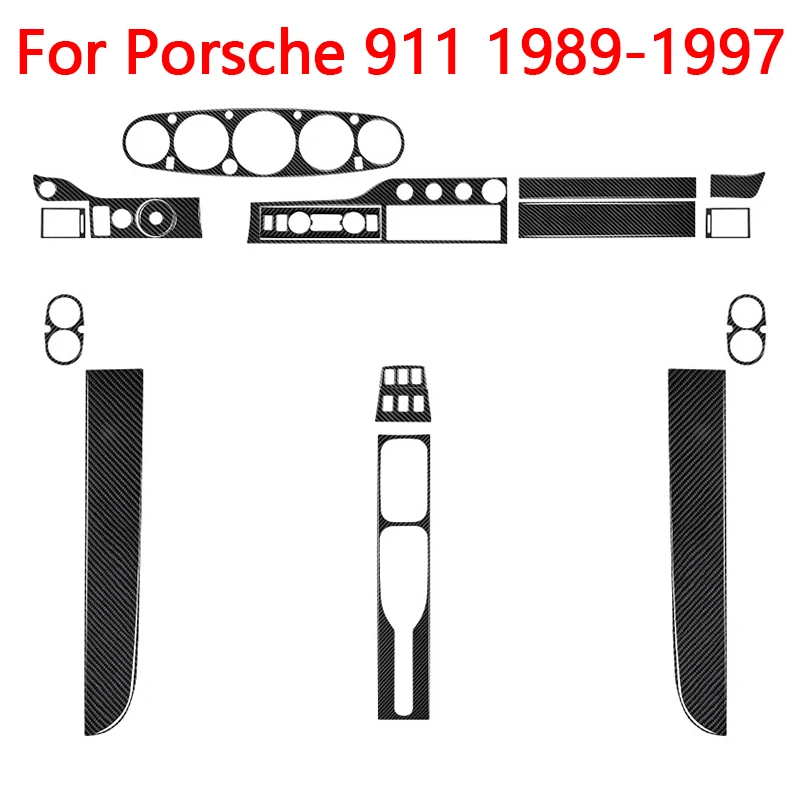 For Porsche 911 1989-1997 Carbon Fiber Black Stickers Trim Strip Car Interior Decorative Accessories