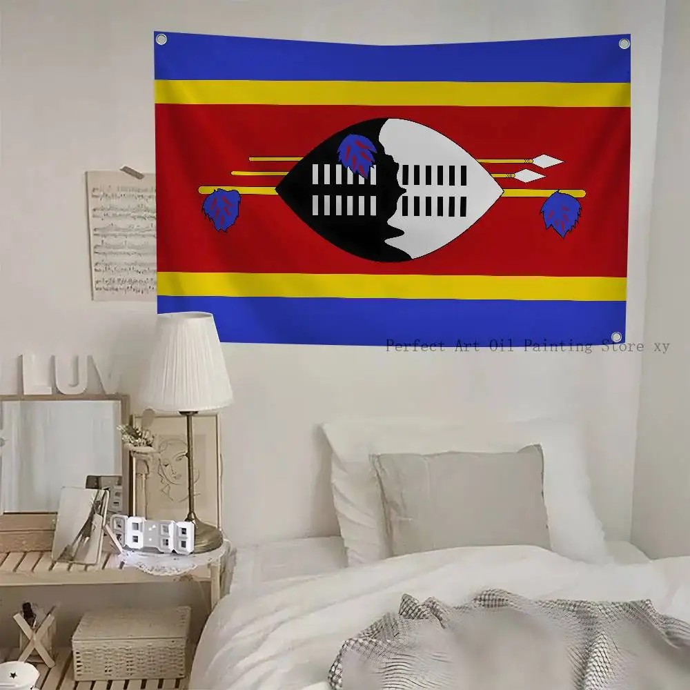 Swasiland-Flaggenbanner, Vierloch-Flagge, Polyester, Outdoor-Dekoration, Raumästhetik