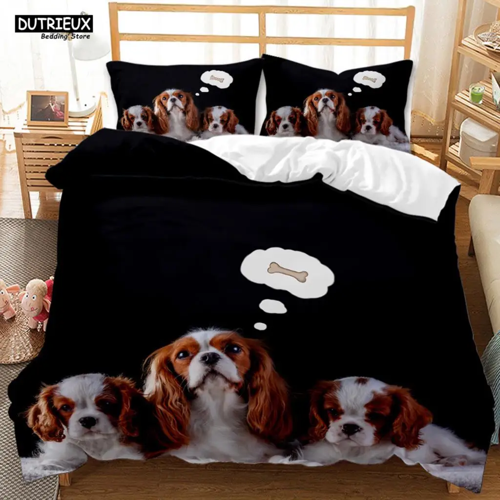 Cute Pet Dogs Bedding Set Lovely Puppy Golden Retriever Comforter Sets King Queen Twin Size Duvet Cover Set Bed Linen For Kids