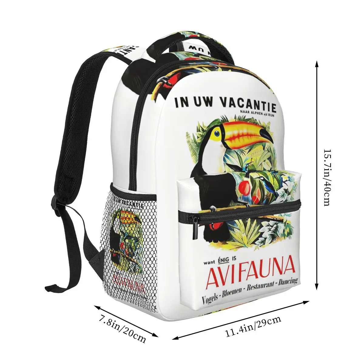 Toucan Avifauna Zoology Vogels Restaurant Dancing Backpack Student Boys Girls BookBag Kid School Bag Shoulder Bags for Men Women