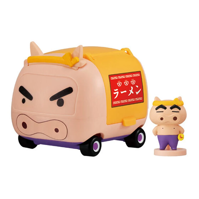 4 unids/set Original Bandai Crayon Shin-chan diseño de coche 2 huevos retorcidos Anime figura de acción modelo juguetes regalo para cumpleaños