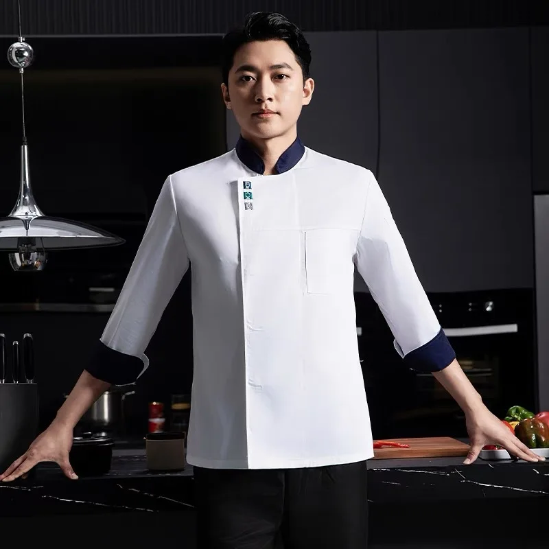 Ropa de trabajo de Chef transpirable de manga larga Catering restaurante cocina trasera cocina cantina hornear ropa de trabajo Unisex Otoño Invierno C