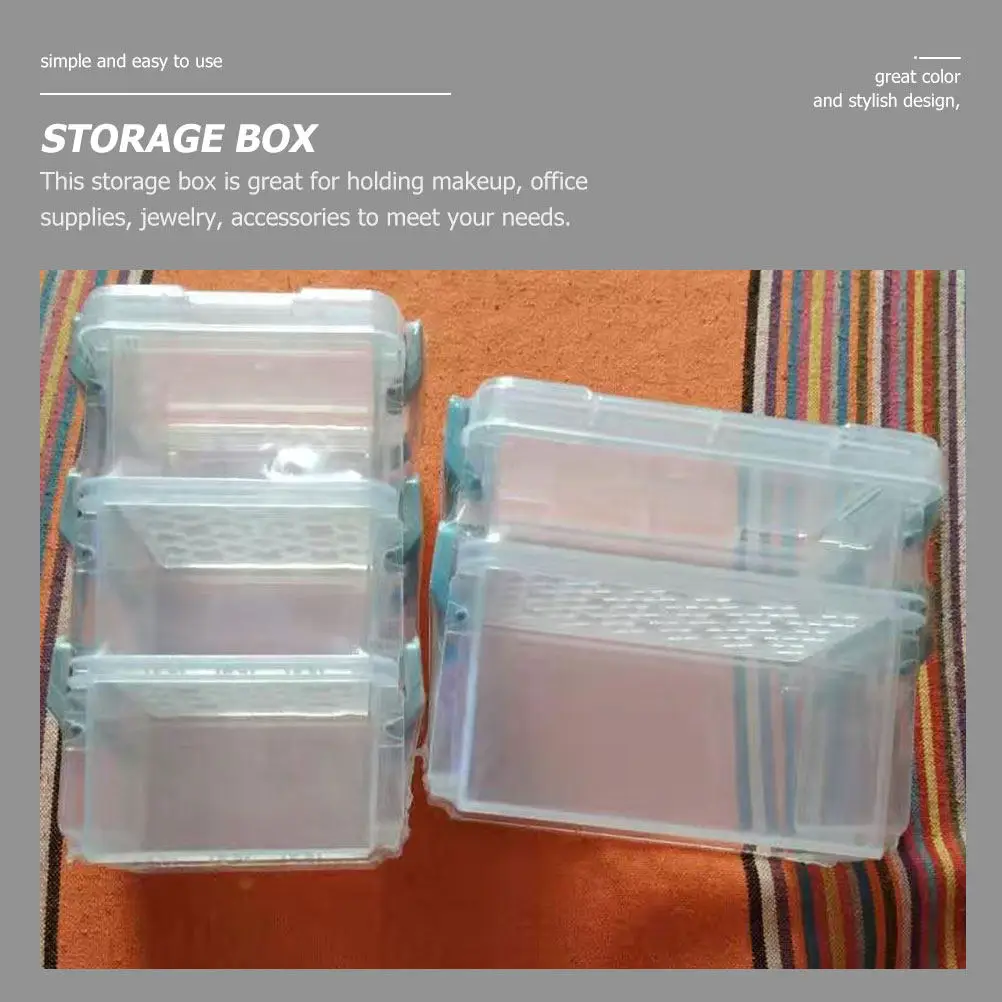 

6Pcs Desktop Organizer Transparent Stackable Jewelry Storage Box Plastic Makeup Container Sundries Case Buckle Handle