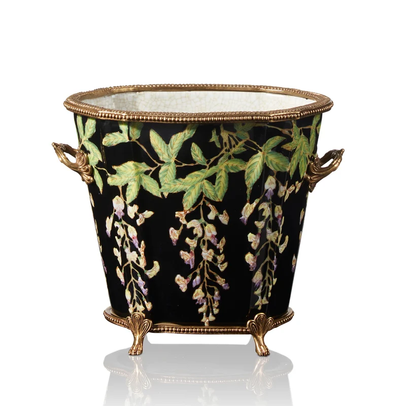 Luxury decorative flower pots, ceramics, copper flower ware, home accessories, living room flower arrangements, and decorations