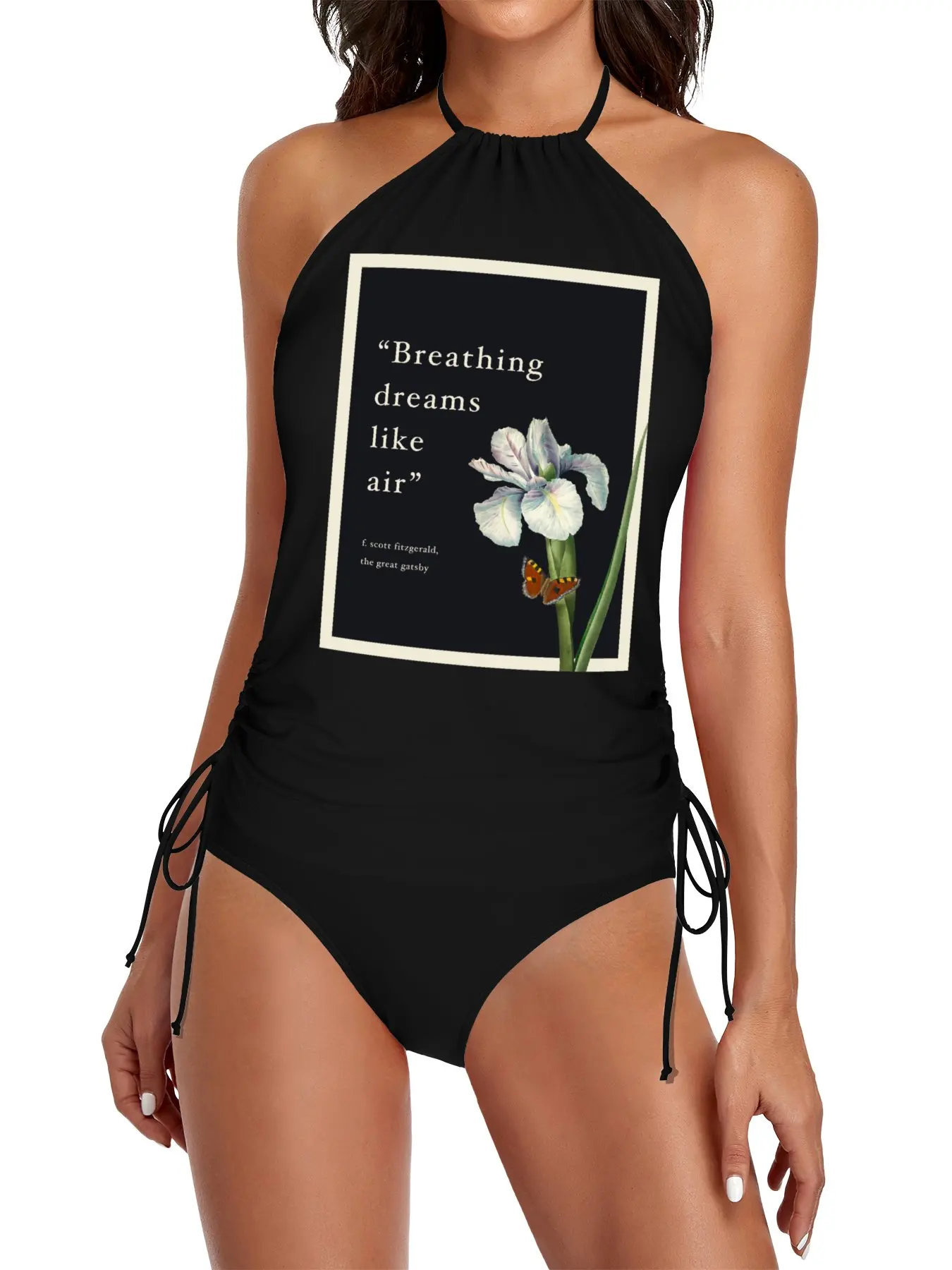 

Breathing Dreams Like Air The Great Gatsby Quote Split Swimsuit Set swimsuits women Black swimsuit bikini 2025 woman