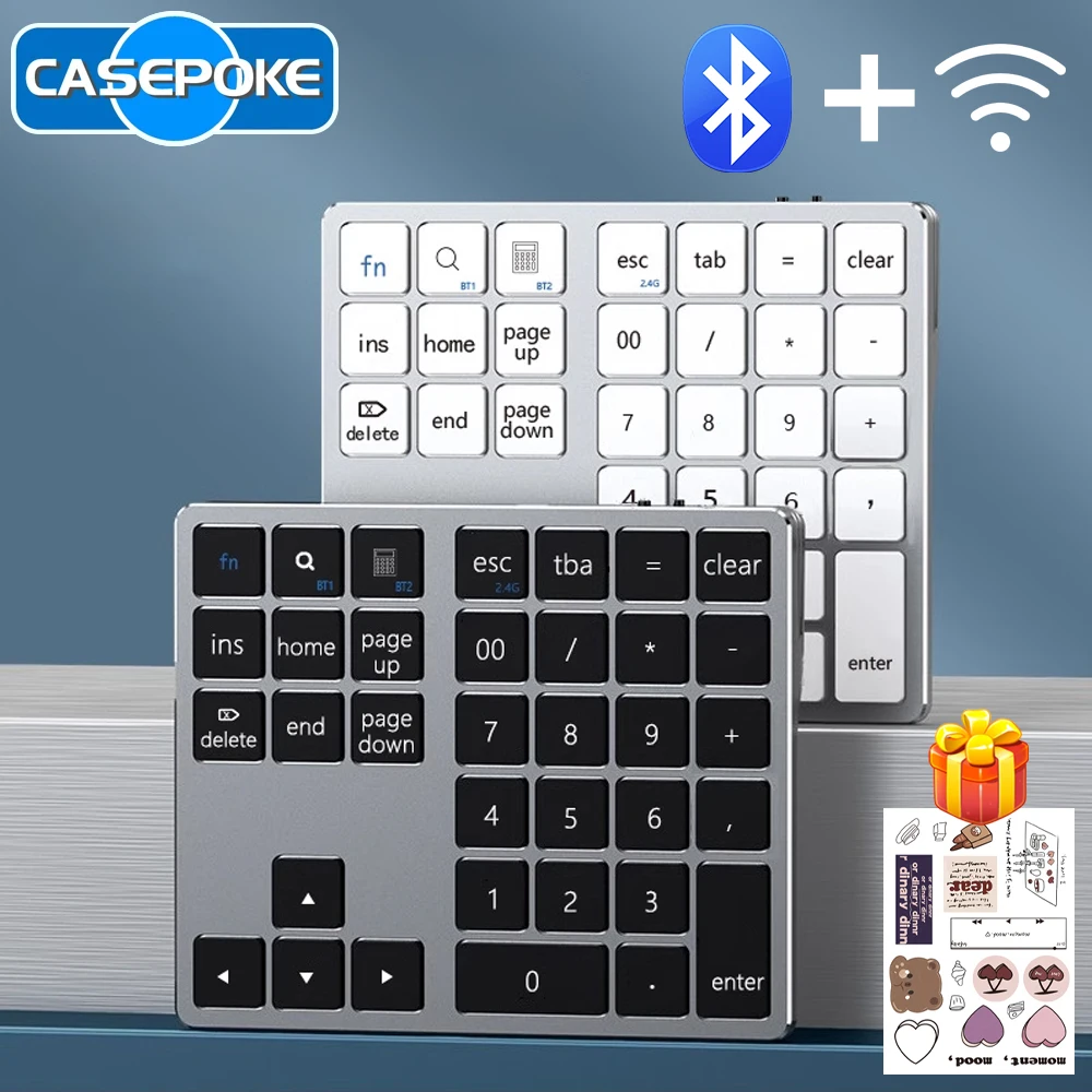 2025 Dual Bluetooth And 2.4Ghz Mini Numeric Keypad For Apple iPad Xiaomi Samsung Phone Pc Tablet Rechargeable Wireless Keyboard
