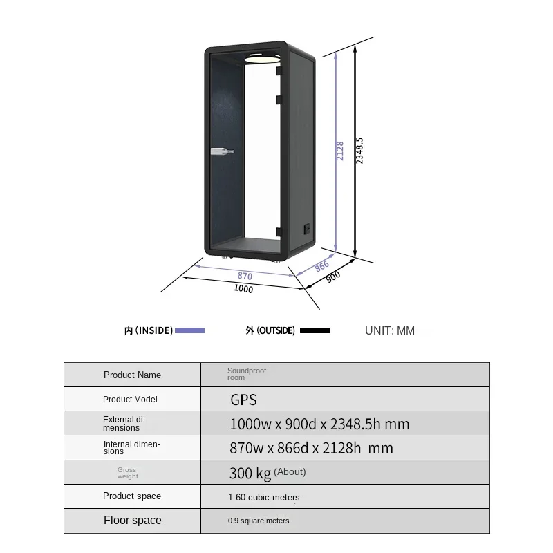 Soundproof Room Home Mute Cabin Office Telephone Booth Easy to Disassemble Recording Studio Live Studio Single Reading Room