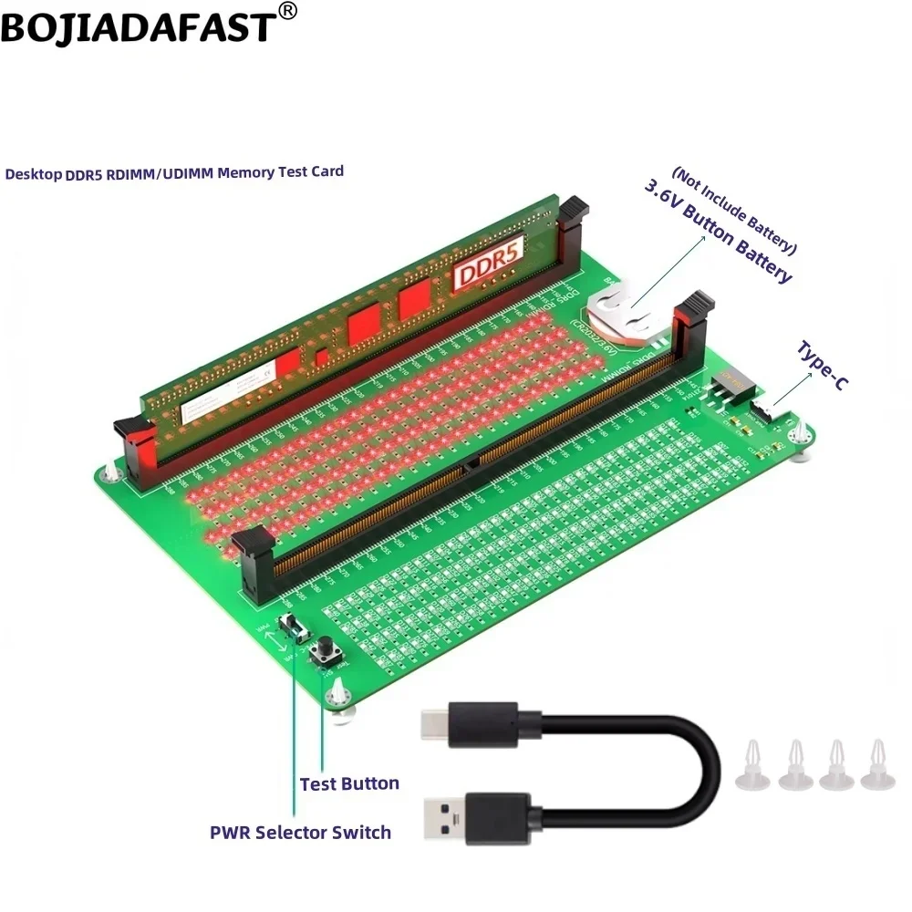 Desktop DDR5 RDIMM UDIMM Memory RAM Adapter Test Diagnosis Card With LED Indicators