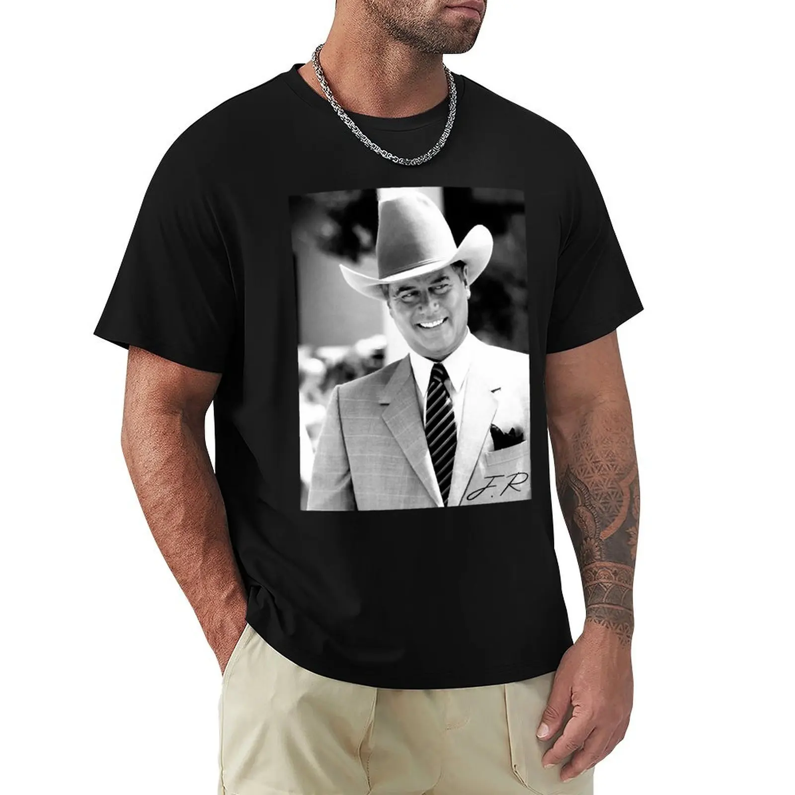JR - Larry Hagman T-Shirt Trendy Pattern T-Shirt for Men
