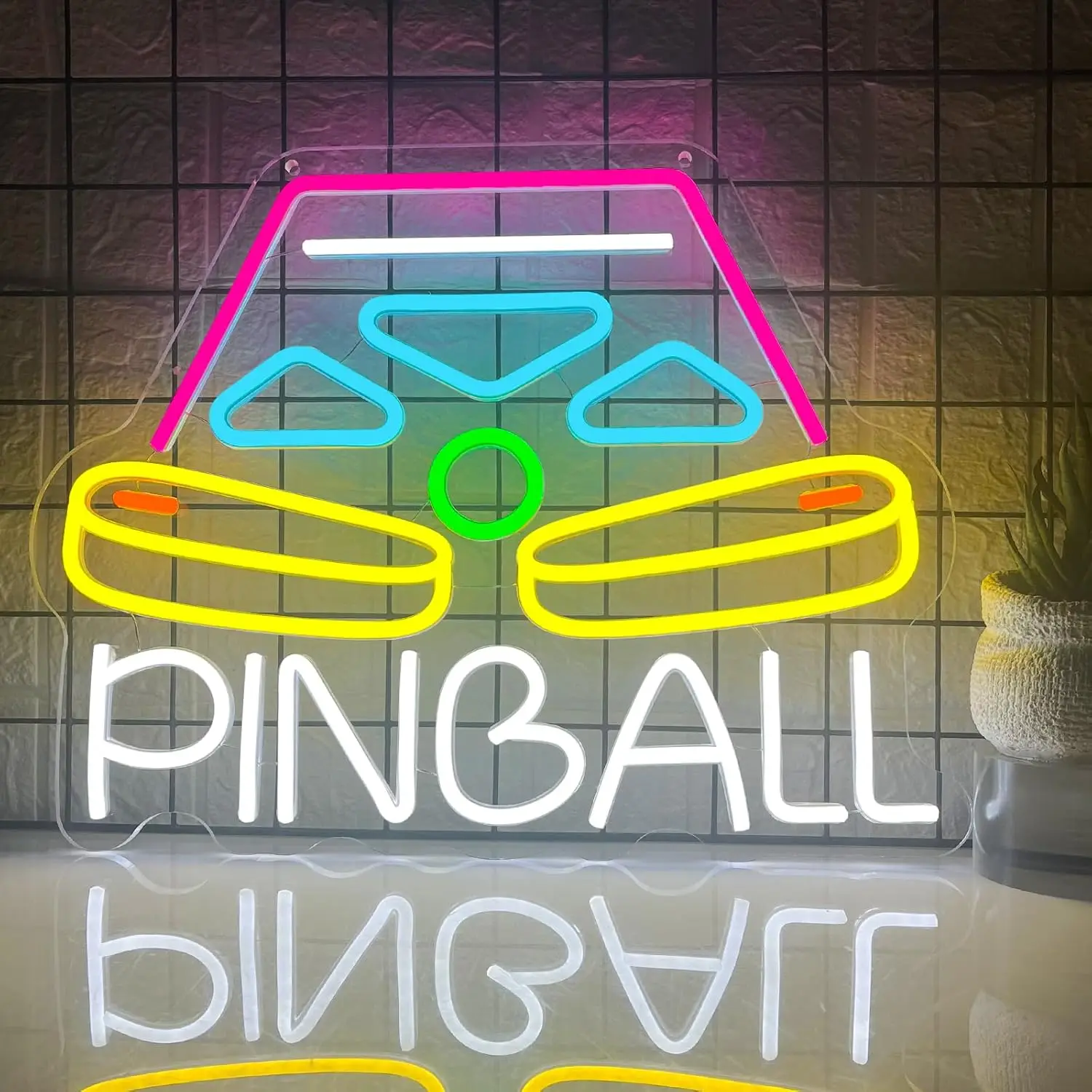 

Pinball Neon Sign for Wall Decor Dimmable USB Powered Neon Light for Business Bedroom Game Room Man Cave Mall Party Decoration