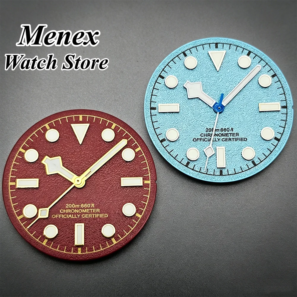Green Luminous Marker 28.5mm Textured Dial Watch Mod Parts with Snowflake Hands Compatible with NH34 NH35 ETA2824 2836 Miyota82-