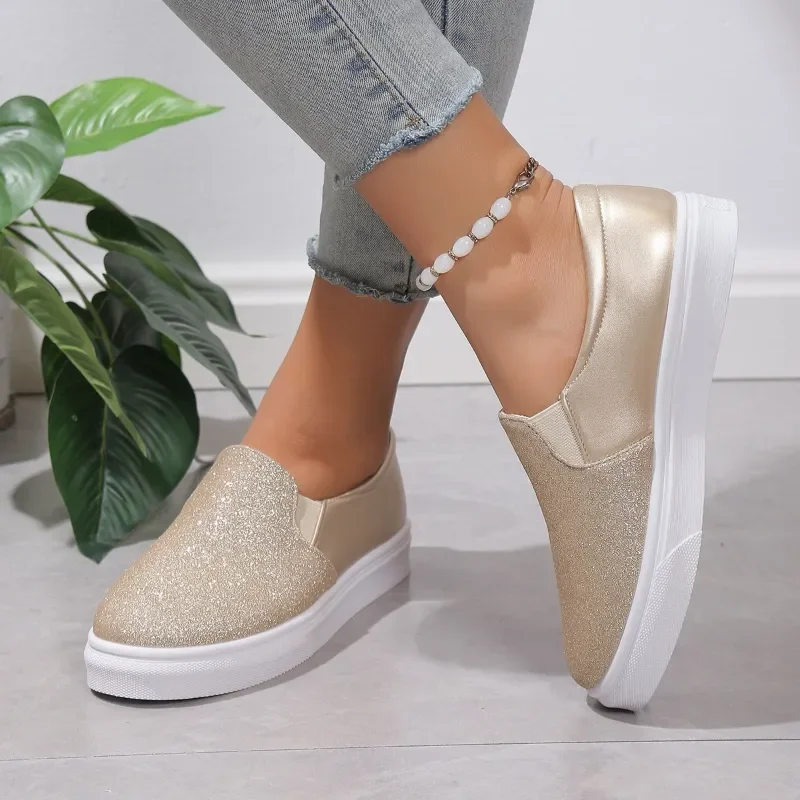 Sapato feminino em couro vulcanizado, sapatilhas casuais, slip-on confortável, plataforma, tendência primavera, feminino, nova moda