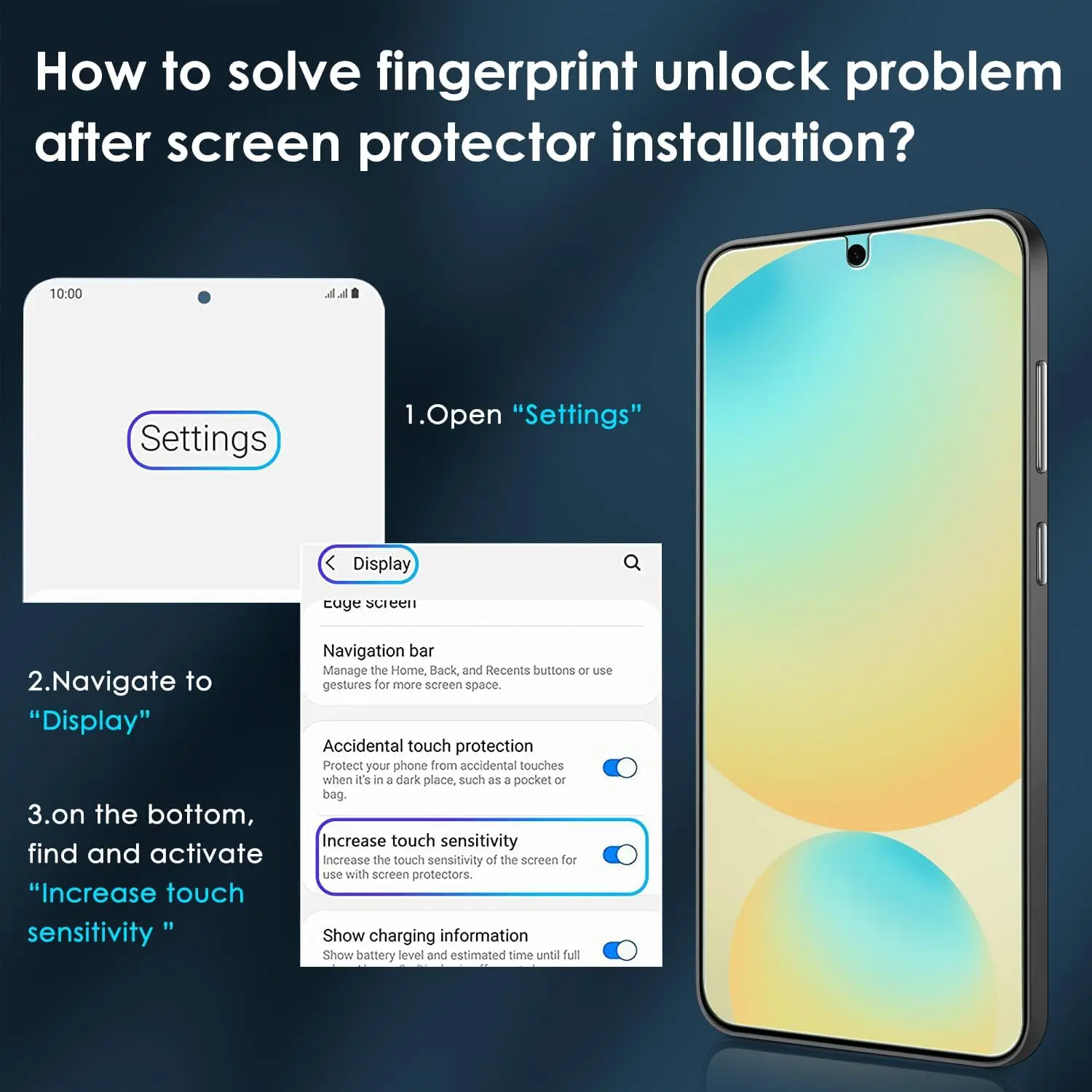 لهاتف Samsung Galaxy S25+ طبقة حماية لفتح بصمة الإصبع من الزجاج المقسى، مقاومة للخدش وخالية من الفقاعات