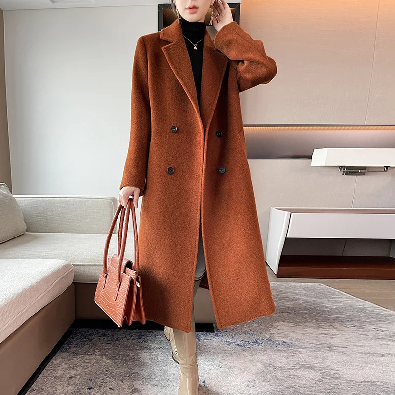 

Winter Thickened Warm Wool Coat Female 2023 New Alpaca Coat Female Caramel Color Mid-Length Casual Coat Temperament Commuting