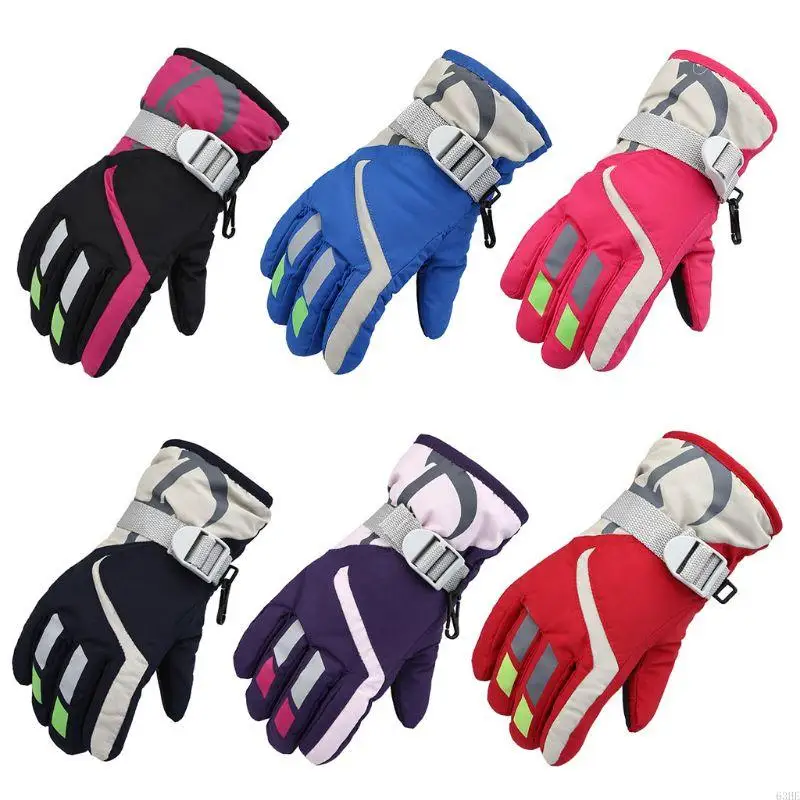 63HE Waterproof Warm Winter Snow Ski Glove Snowboard Gloves for Boys Girls Youth
