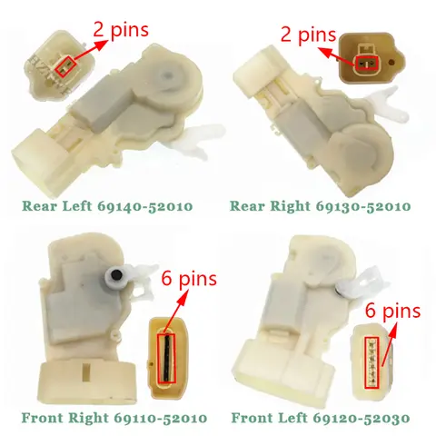 Front Rear Left Right Door Lock Actuators 69110-52010 69120-52030 69130-52010 69140-52010 For Toyota Echo Yaris For Lexus RX300