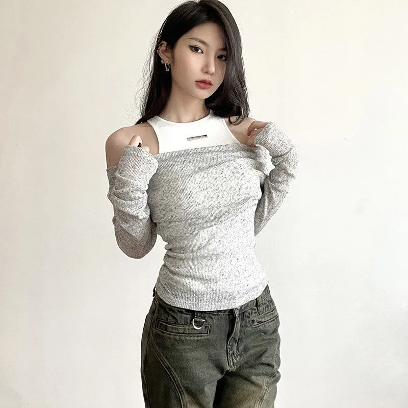 Solid Long Sleeve Sets Women American Style Leisure All-match Daily Retro 2pcs Slim Sweet Spicy Girls Spring Summer Streetwear