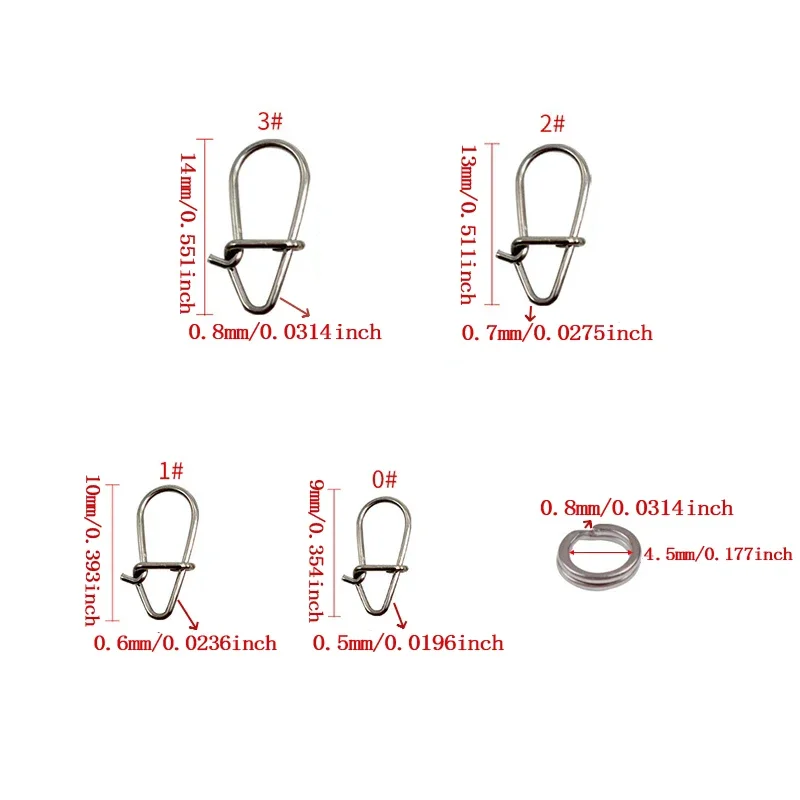 200 Lure Pin Set Gourd Pin Enhanced Pin + Flattened Double Circle Fishing Gear Connector