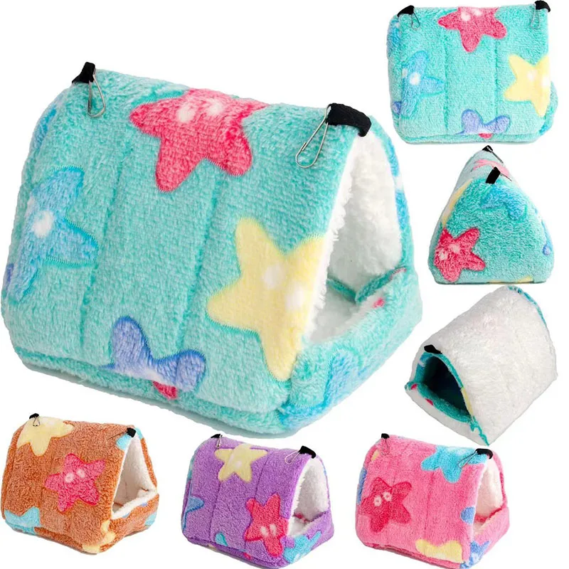 

Small Pet Coral Velvet Dot Print Small Foam Pet House Hanging Hamster Bed with Zipper Small Animal Squirrel Small Parrot Cotton