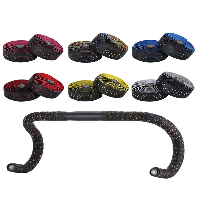 Road Bike Bar Tape Breathable Bicycle Bar Tape EVA/PU Anti-Skid Shock Absorber Bike Wrap Tape With 1 Pair Bar Plugs