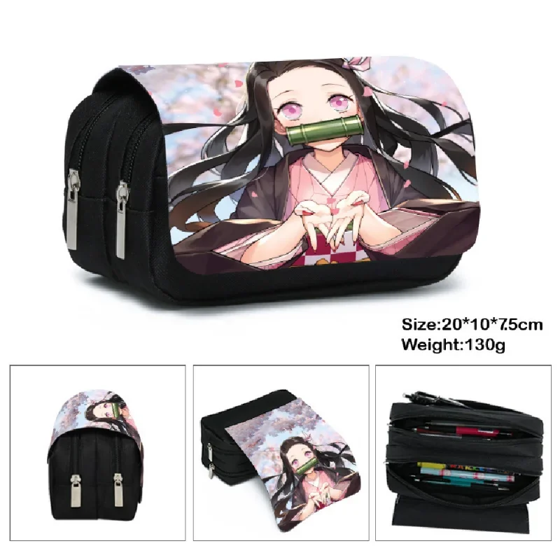 Demon Slayer Series Cartoon Anime Pencil Case Cute Kamado Nezuko Kimetsu No Yaiba Character Student Learning Stationery Gifts