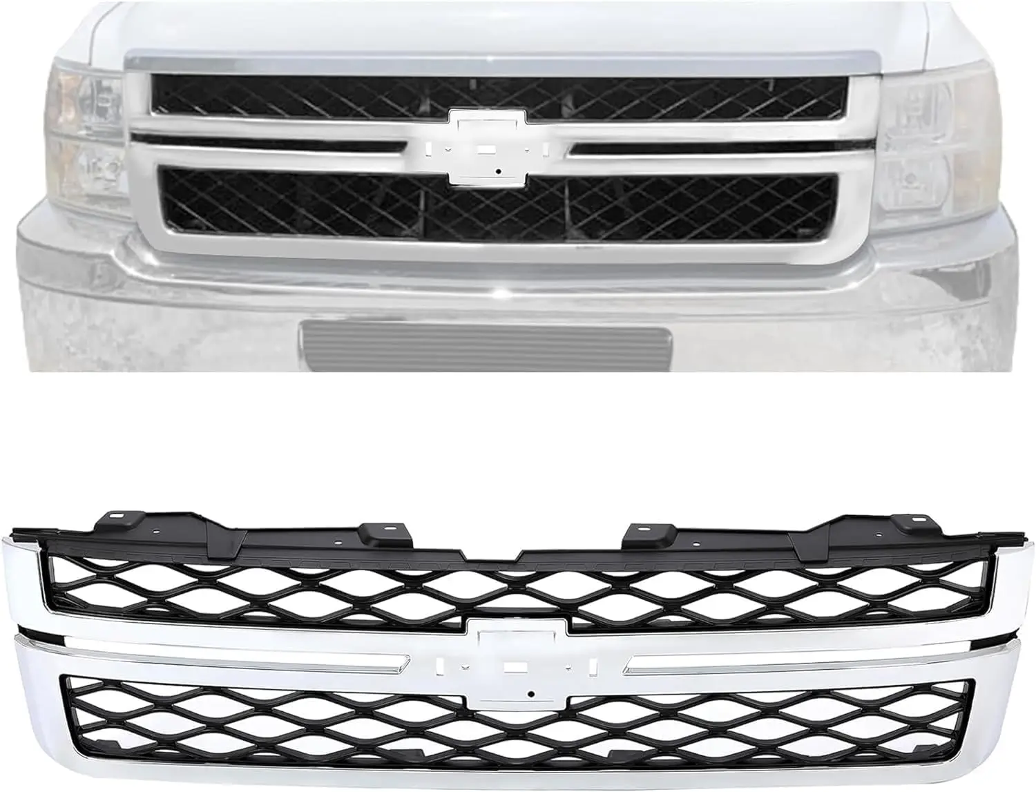 

Решетка переднего бампера, совместимая с Chevy Chevrolet GMC 2500 3500 HD 2011-2014 гг. 20966058 GM1200639, решетка капота бампера, хром