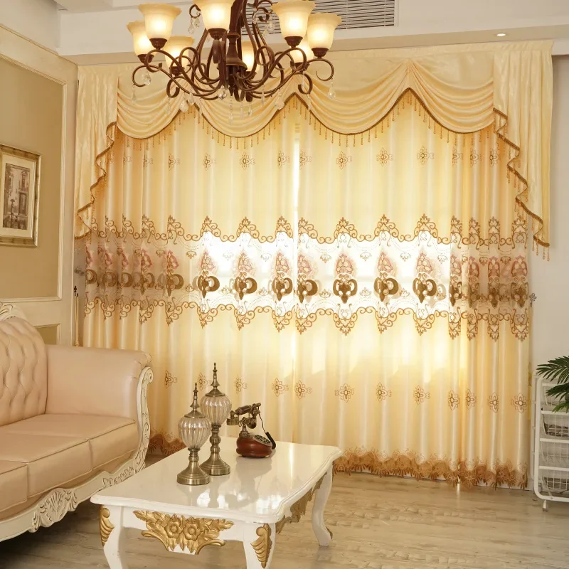 Luxury Embroidery Curtains Valance Tulle Custom Size Decorate Use for Living Dining Room Bedroom Study Balcony Various Windows